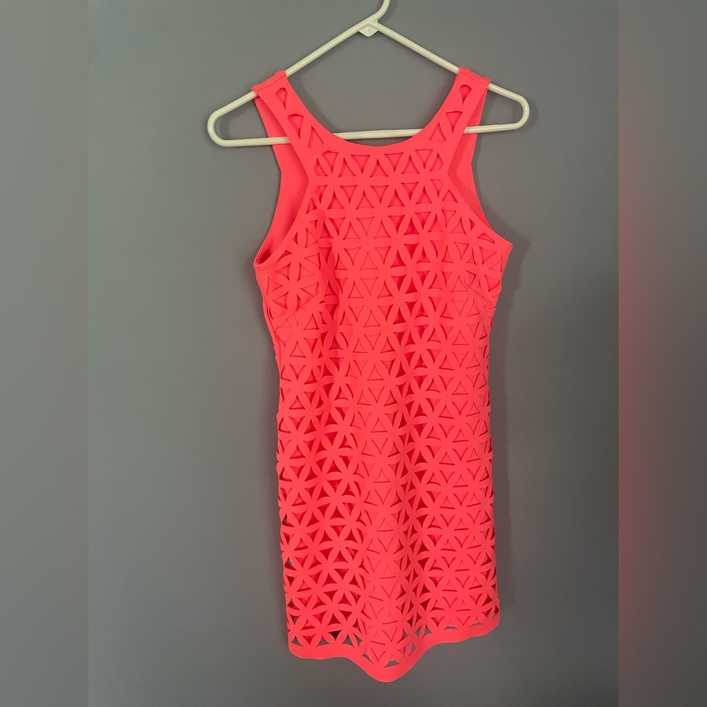 Lilly Pulitzer Pink Sun Ray Daisy Laser Cut, Style Name- Mango Shift, Size S